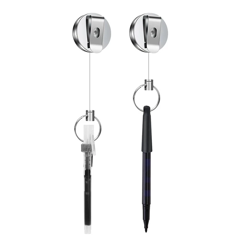 

2 Pack Heavy Duty Retractable Pull Pen Pencil Holder Universal Retractable Lanyard Pen For Carpenters,Nurses,Waitresses