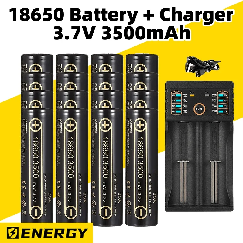 Brand 18650 Battery Bestselling 35E Li-ion 3.7V 3500mAh+Charger RechargeableBattery Suitable Screwdriver Scooter