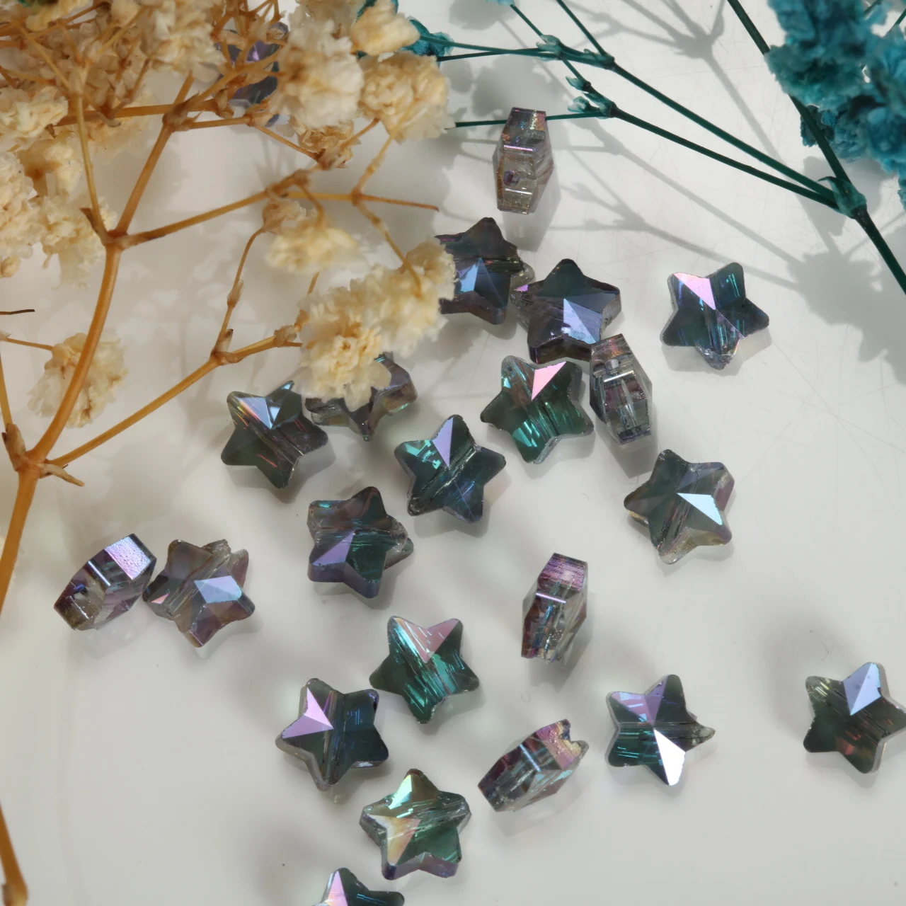 Five-Pointed Star Glass Beads Transparent Color Star Loose Beads For DIY Bracelet Necklace Earrings Phone Chain Jewelry Making