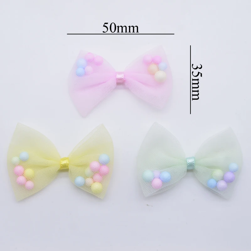 16Pcs 50*35mm Candy Color Bow Tie Applique for DIY Headwear Hair Clips Decor Clothes Hat Sewing Supplies Accessories Patches