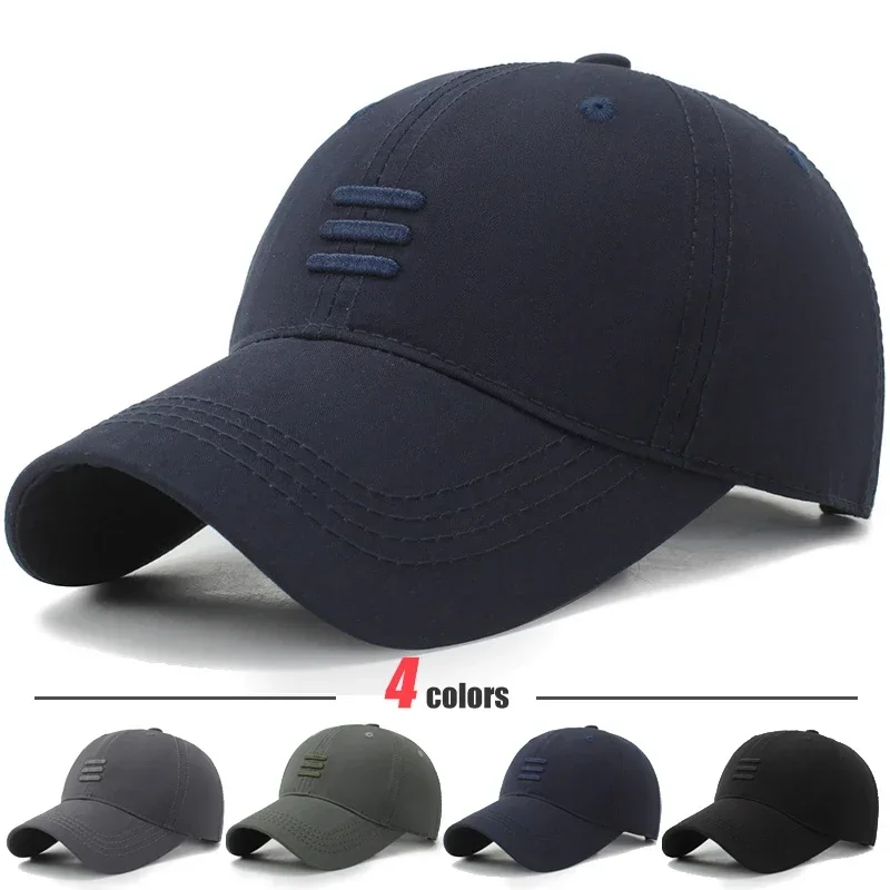 4 Farben Neue Modische Weiche Baseballkappe für Outdoor-Sport Lässige Baumwoll-Snapback-Mützen für Männer und Frauen Drei-Streifen-Design Dad Hat