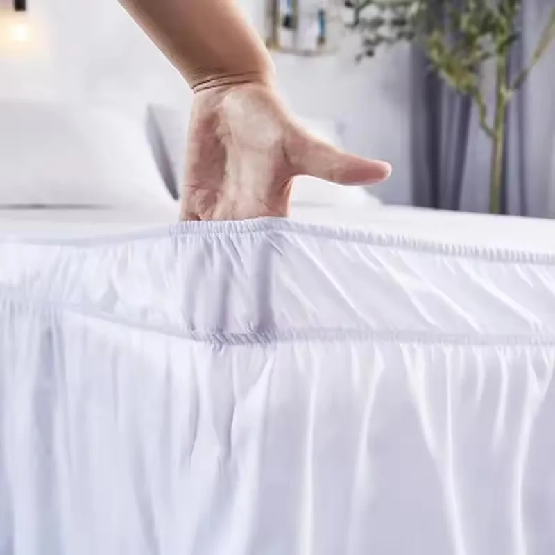 1PC Elegant Solid Color Ruffles Bed Skirts with Wrap Around Adjustable Elastic Bed Cover Multi Size Bedding Set Home Hotel Decor