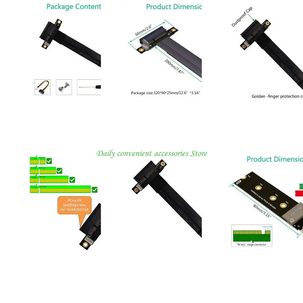 

97QB for M.2 PCIE Full Speed Extension Cord for BTC Mining 2230 2242 2260 2280