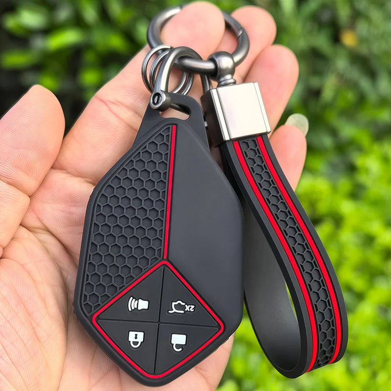 Capa de Silicone para Chave de Carro Changan DEEPAL S7 S07 G318 S09 S05 L07 SL03 Shenlan, Capa Protetora para Chaveiro com Anel e Acessórios