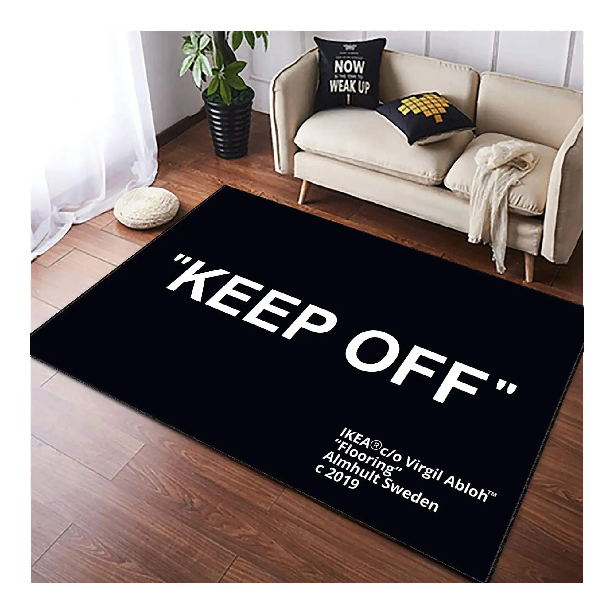 

Keep Off Rug Black Custom RugCarpets for Living Room Bedroom non-slip Decor Carpet Soft Flannel Home Bedside Floor Yoga Mat