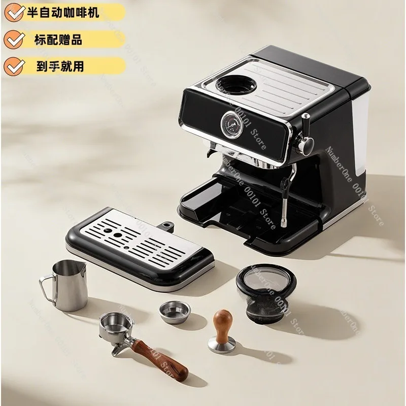 Semi Automatic Espresso Coffee Machine Pump Pressure Home Brewing Maker with Milk Frother Built In Grinder Italian Style