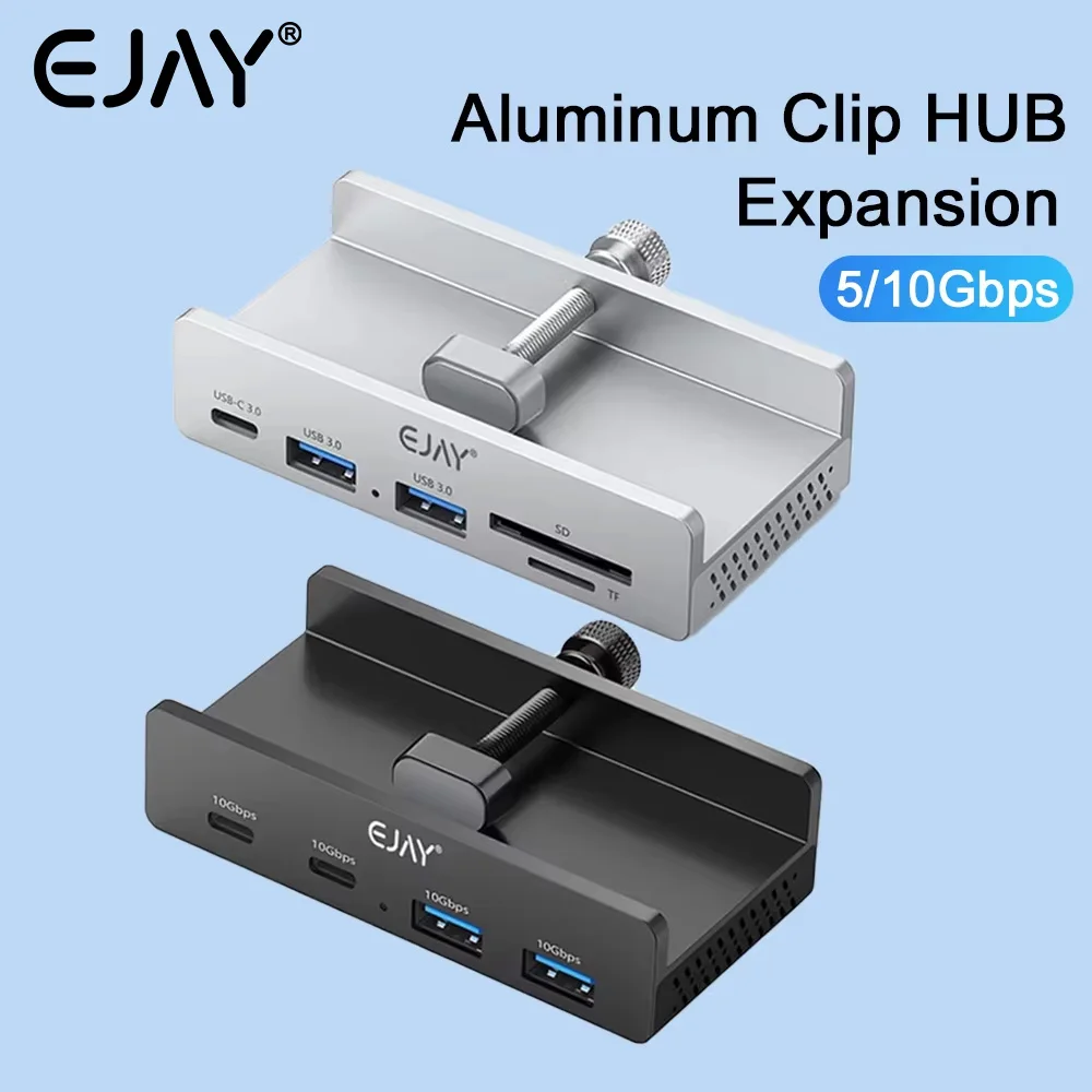 EJAY USB HUB 5/10Gbps Aluminum USB3.1 Splitter Adapter Clip-type Multi Splitter High Speed Data Transmission for PC Accessories