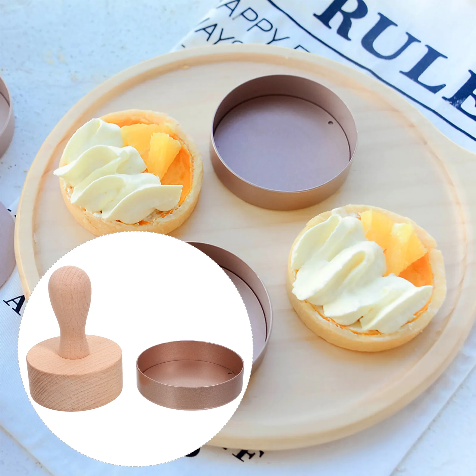 

Egg Tart Mold Mini Muffins Tarts Baking Kitchen Metal Eggs Bakery Mould Wood with Rod