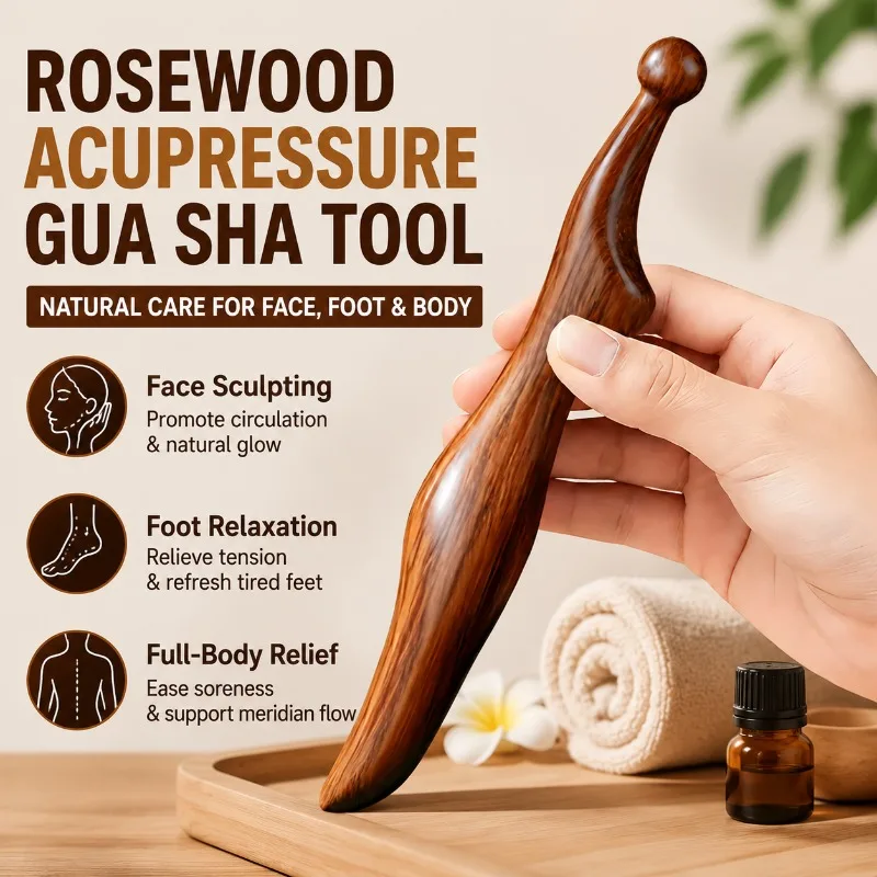 Natural Sandalwood Acupoint Massage Stick Facial Foot Meridian Dredging Trigger Point Tool Full Body Tendon Scraping Relieve