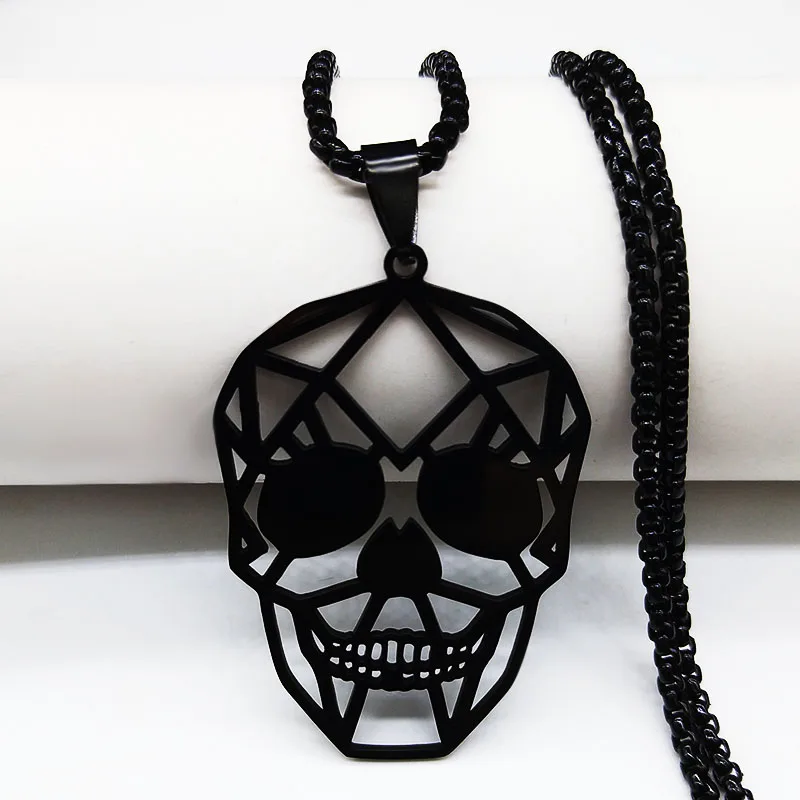 Goth Cool Skull Neck Pendant Stainless Steel Chain Necklace Hip Hop Rock Necklaces Jewelry acero inoxidable joyeria N3023S02
