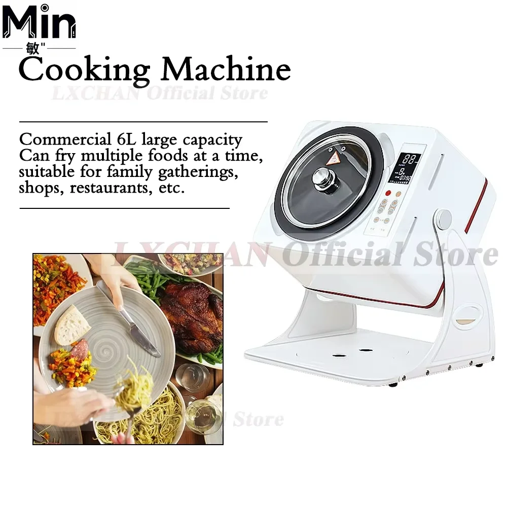 HomeWise 6L Non-stick Wok Automatic Smart Cooking Robot Machine Touch Screen Timed Temperature Control Efficient Cooker