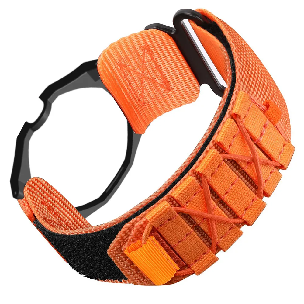 For Swatch Royal Pop Nylon Watch Strap with Case Adjustable Webbing Magic Tape Quick Release Band - Orange