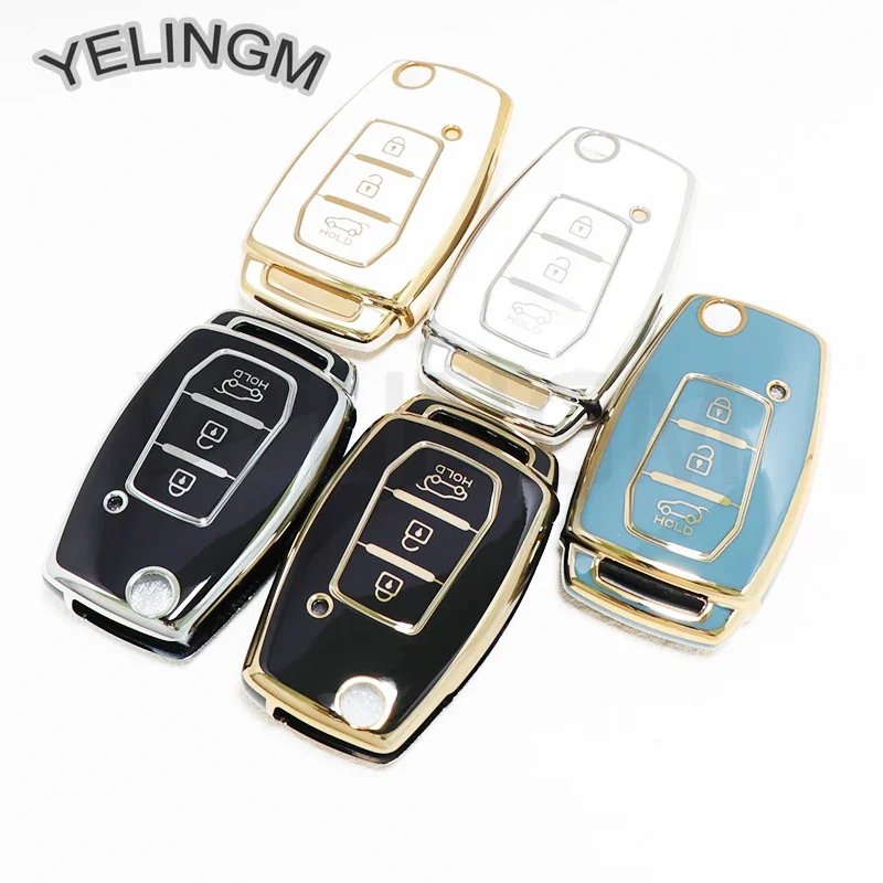 Shell Fob TPU Car Flip Key Cover Case For SsangYong Kyron 2 Sanka Actyon Korando Tivoli Rexton Keyless Protector Holder Keychain