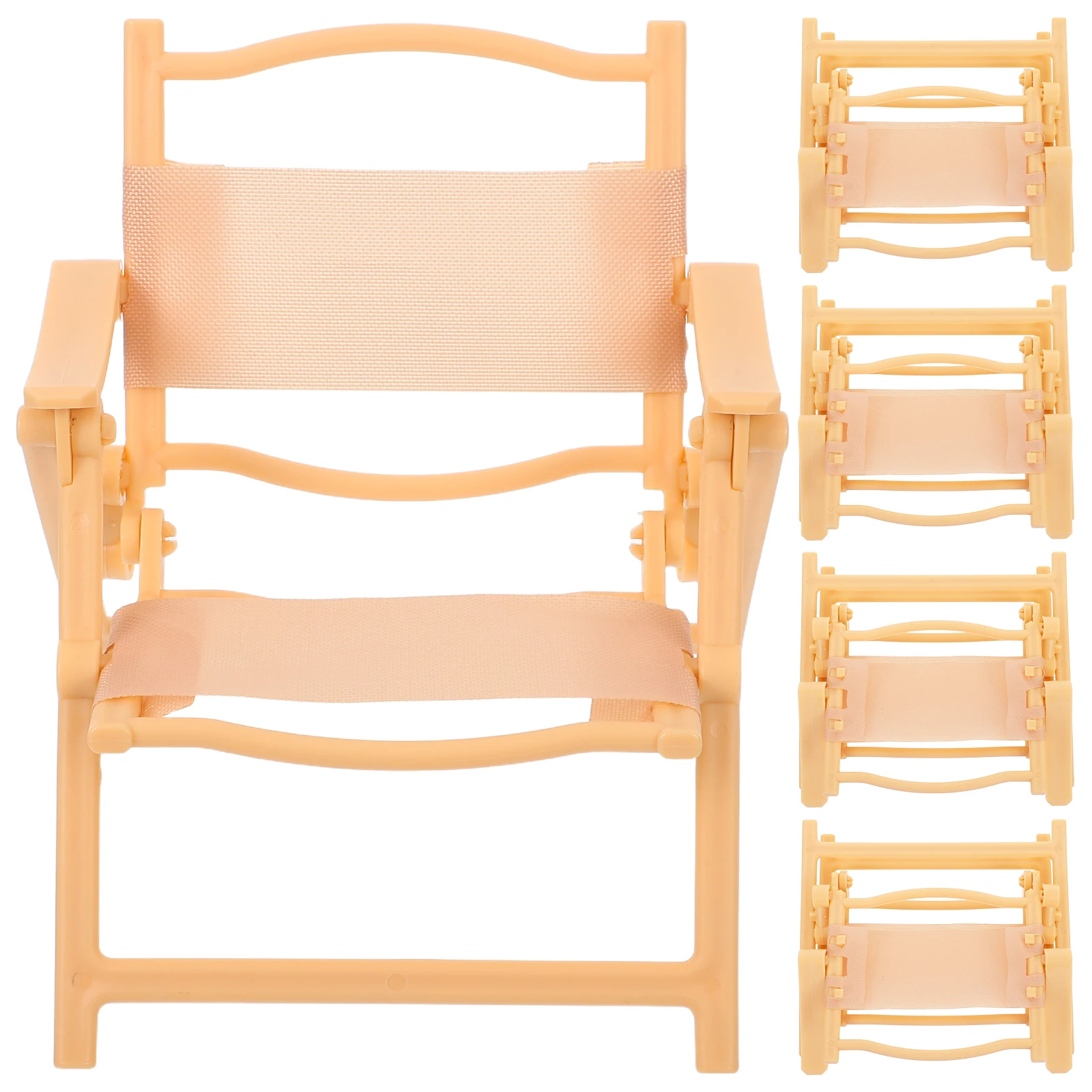 

5pcs Miniature Beach Chair Foldable Mini Deck Chairs For Dollhouse Micro Landscape Kids Role Play Sunbathing Scenes Recliner