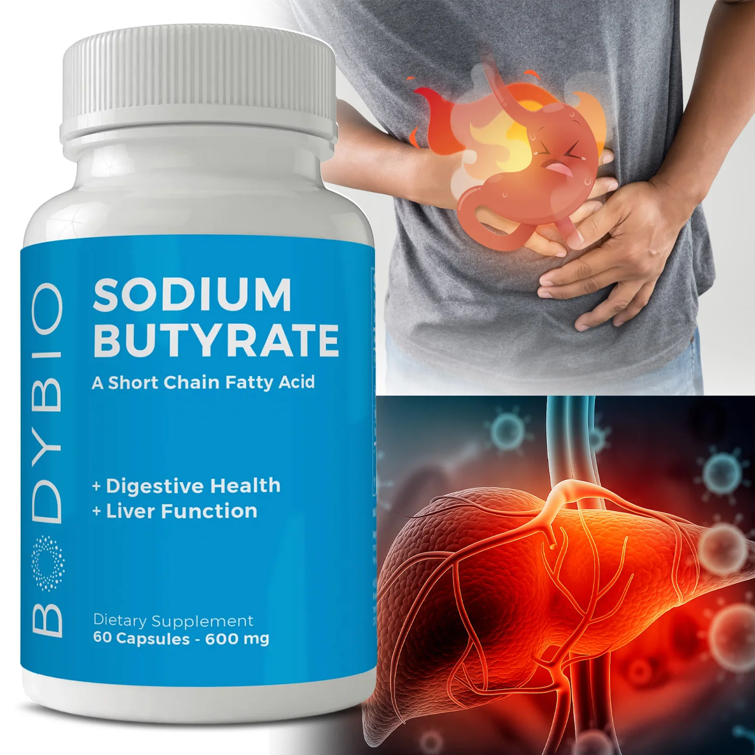 

Sodium Butyrate Supplements - Beneficial for Gastrointestinal Health, Promoting Digestion, Relieving Bloating and Constipation