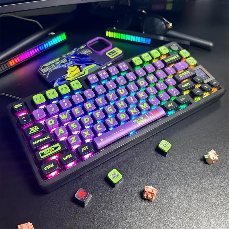 Cartoon Anime Neon Genesis Evangelion Keycaps EVA Four sided Transparent PBT Thermal Sublimation Transparent Keycaps SAX Height