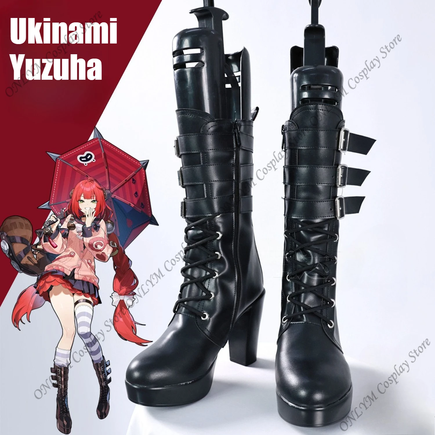 

Ukinami Yuzuha ZZZ Cosplay Shoes Black Brown Shoes Yuzuha Zenless Zone Zero Cosplay Leather Boots Christmas Halloween Props