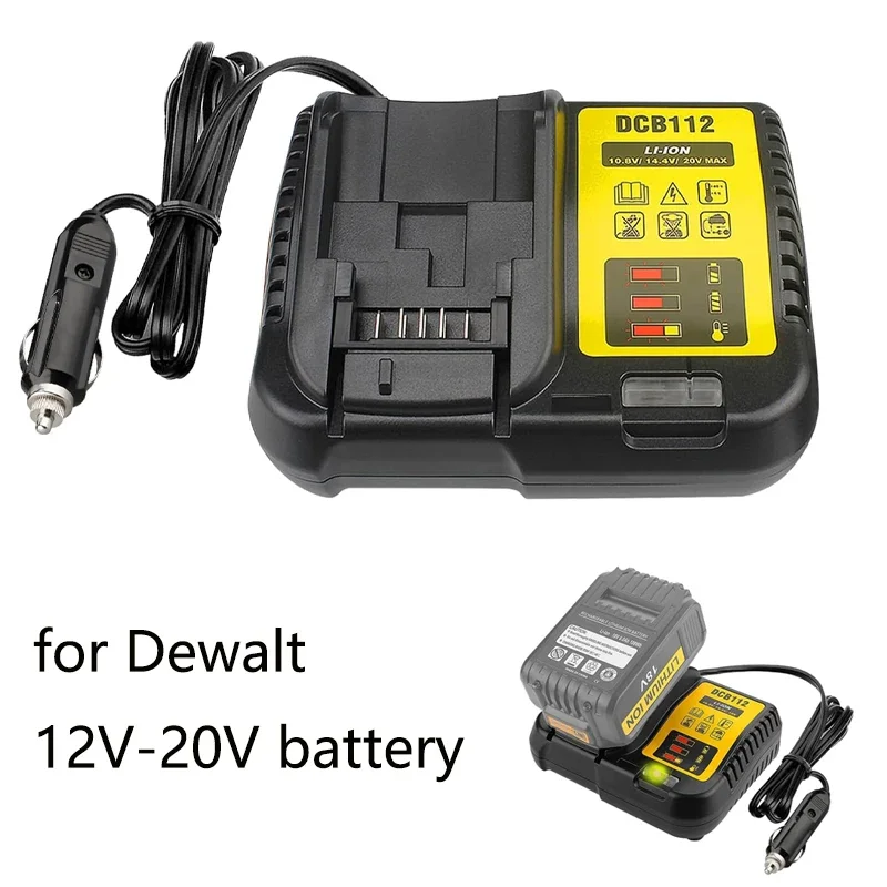 dewalt battery to cigarette lighter DCB112 Car Charger for DeWalt 12V/20V Li-ion Batteries with Cigarette  Lighter Plug and LED Indicator