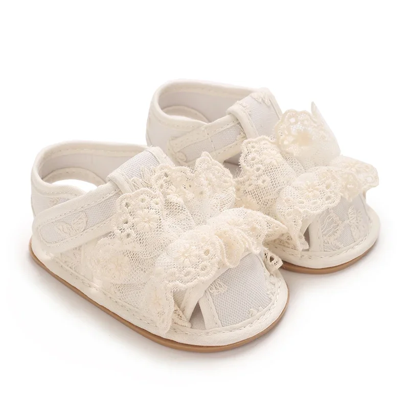Summer girl baby sandals 0-1 year old baby walking shoes sweet princess shoes breathable toe wrap non slip soft sole