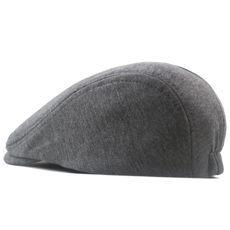 Cotton Newsboy Caps Men Autumn Winter Thick Warm Vintage Herringbone Casual Stripe Berets Gatsby Flat Hat Adjustable Peaked Cap