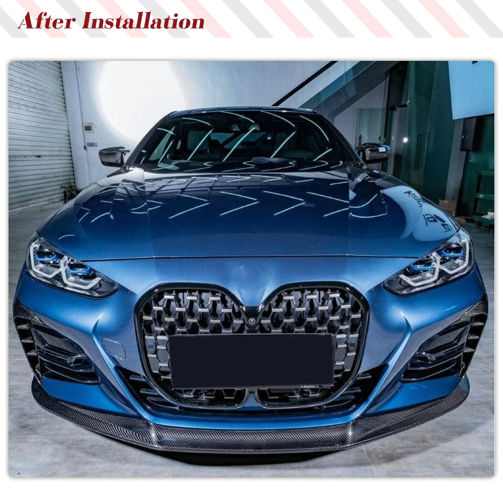 Carbon Fiber Car Front Bumper Canards Fins Splitters for BMW 4 Series G22 G23 M Sport 2021 2022 Front Bumper Fins Side Air Vents