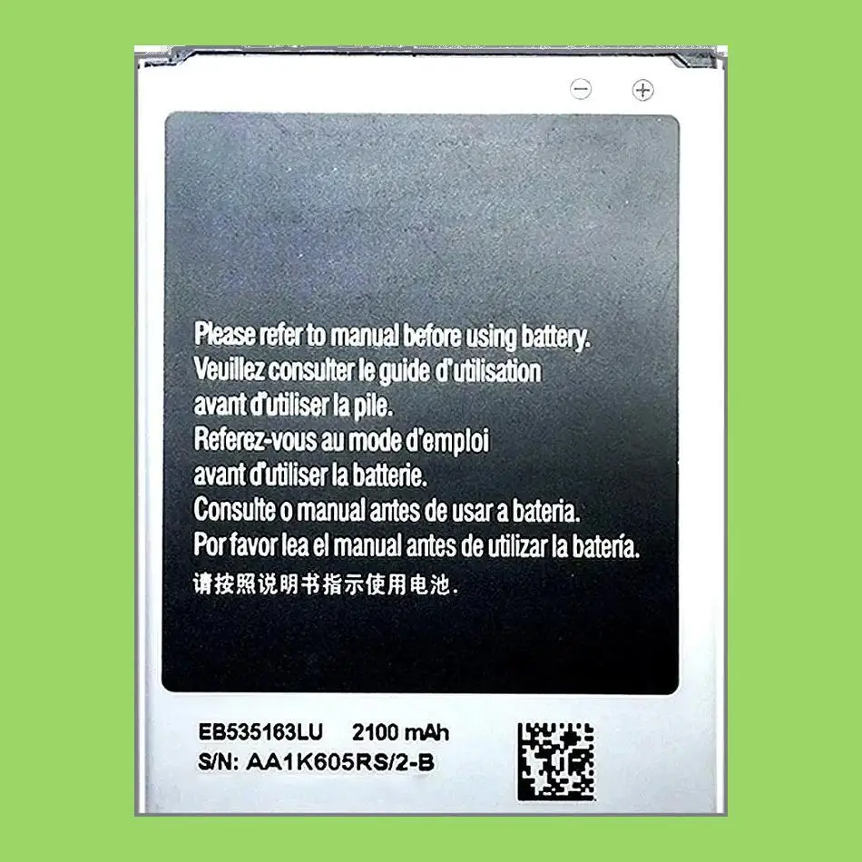 

Mobile Phone Battery EB535163LU 2100Mah For Samsung Galaxy Grand Duos I9082 I9080 I9128e I9060 I9301 I9118 I9182
