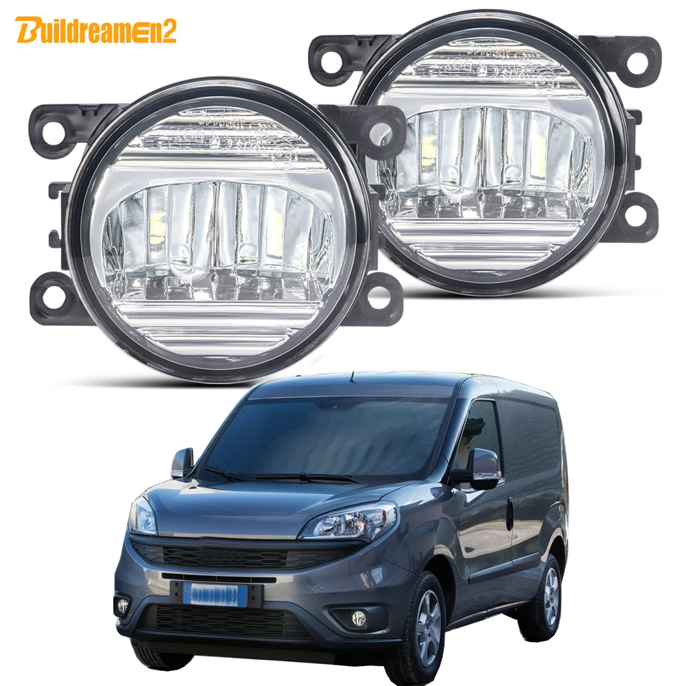 2 Pcs LED Fog Light Assembly For Fiat Doblo (263_) 2010-2023 30W 3000LM Car Front Bumper Fog Daytime Running Lamp DRL H11