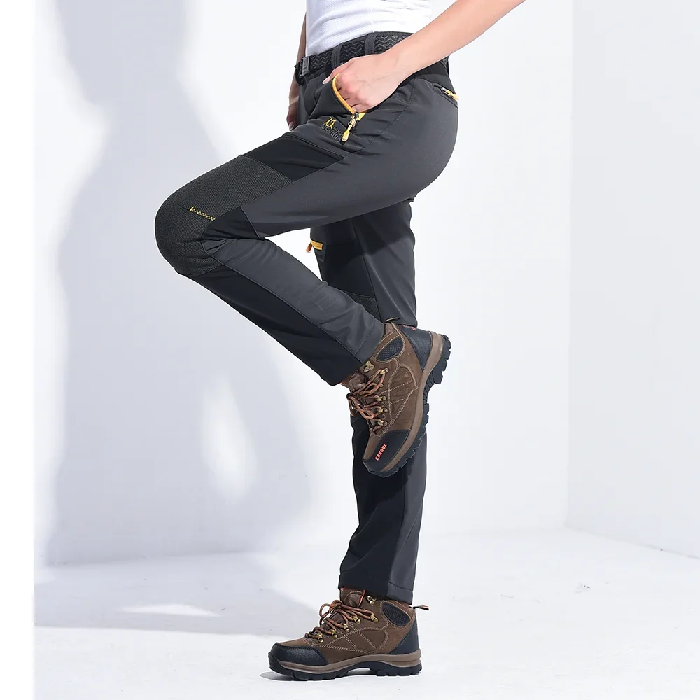 Dicke warme Fleece-Winterhose für Damen, wasserdicht, Wandern, Trekking, Camping, Skifahren, Softshell-Hose, winddichte Hose