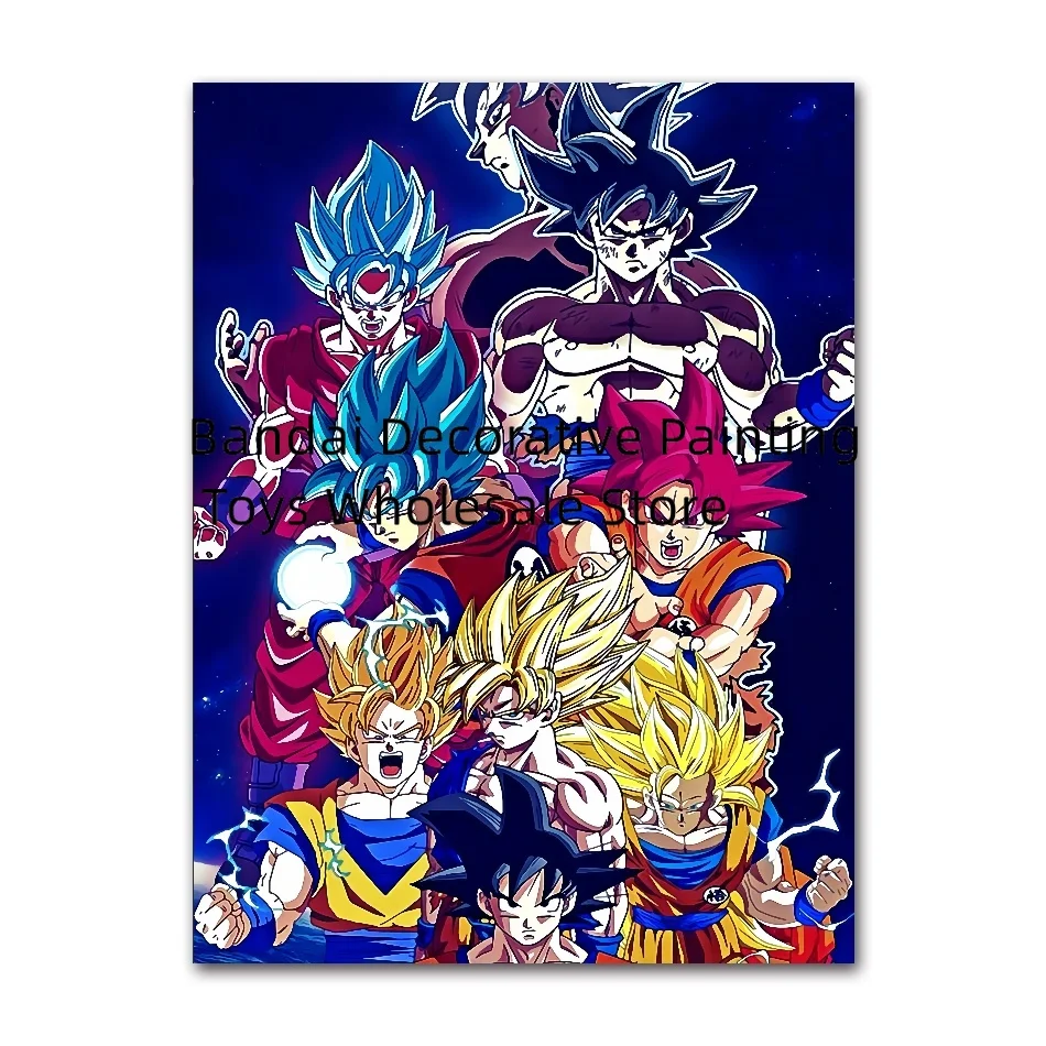 Dragon Ball Z Super Saiyan Anime Figures Goku Gohan Vegeta Artwork Canvas Painting Aesthetic Home Decor Posters Picture Manga