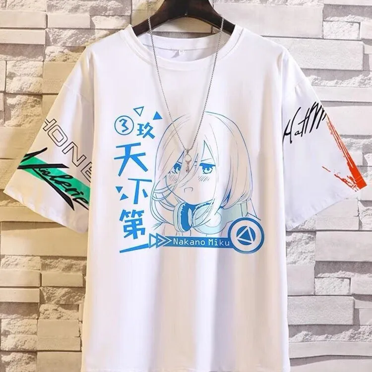 أنيمي لعبة خمسة أرباع الأزهار الزفاف تي شيرتات قصيرة الاكمام Sanjiu البضائع ثنائية الأبعاد فضفاضة تناسب حجم كبير