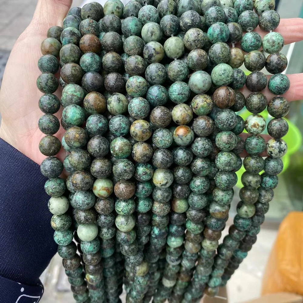 Natural African Turquoise Stone Faceted Round Loose Spacer Beads For Jewelry DIY Bracelet Making Accessories 4/6/8/10mm