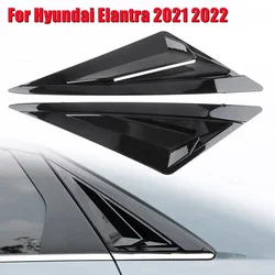 For Hyundai Elantra 2021 2022 Car Rear Louver Window Side Shutter Cover Trim Sticker Vent Scoop ABS Carbon Fiber Gloss Black