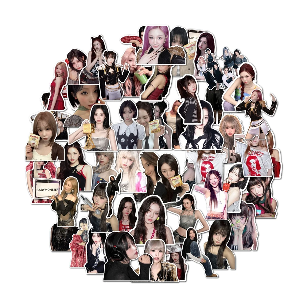 

55 шт./упак. наклейки KPOP Babymonster RAMI CHIQUITA AHYEON RUKA RORA для членов фотографии DIY наклейка для телефона, ноутбука, чашки, подарки для фанатов