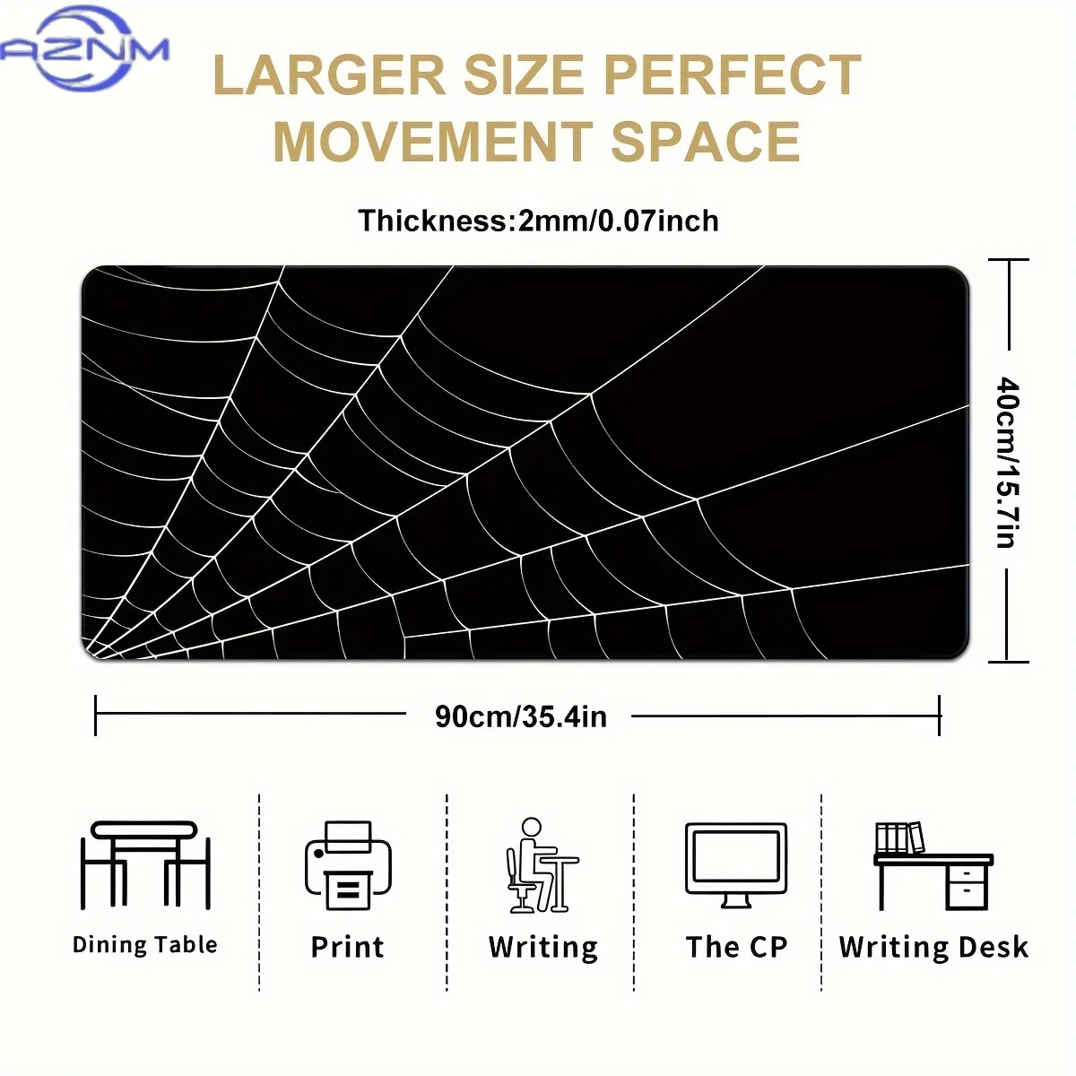 Spider Web Mouse Pad Large black mousepad Office computer desktop pad non-slip keyboard pad lock edge non-slip Work home Company