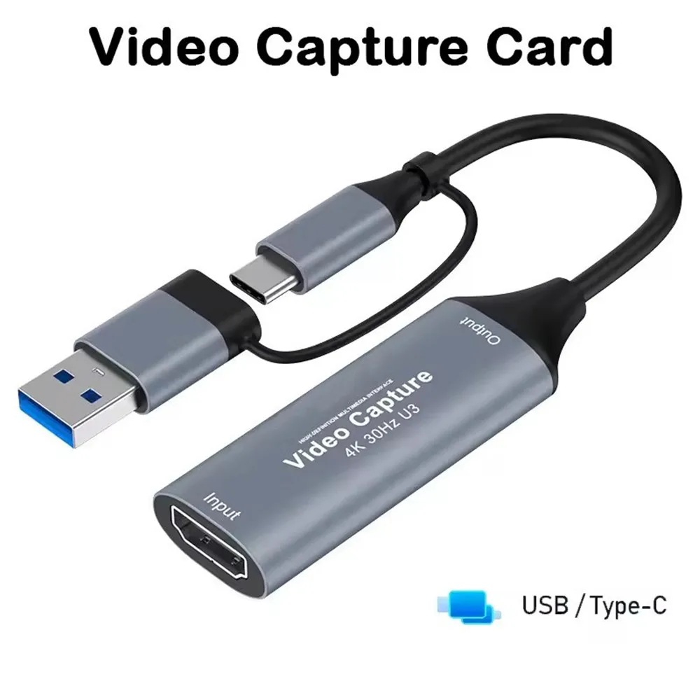 2 in 1 USB 3.0 Video Capture Card 4K HDMI-compatible to USB 2.0 Type-C Game Grabber Record For Switch Xbox PS5/4 Live Broadcast