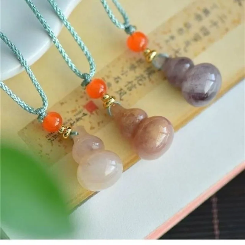 Natural Gold Silk Jade Hanging Violet Gourd Jade Pendant Pendant Explosions for Men and Women Couples.