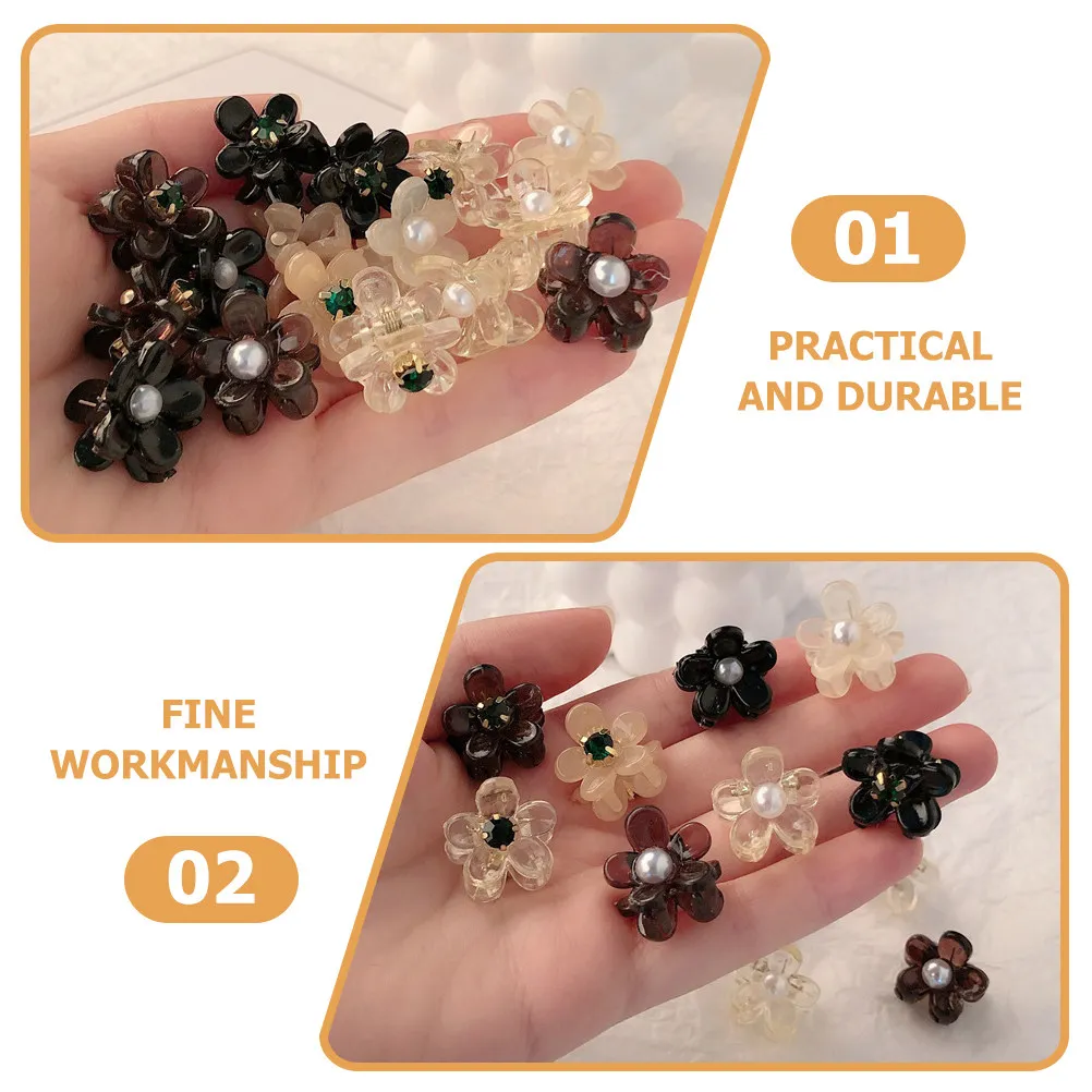 

Набор из 16 мини-заколок для волос в форме жемчужных цветов, заколки-крабики для женщин и детей, тонкие аксессуары для волос для повседневного использования, вечеринок и прогулок