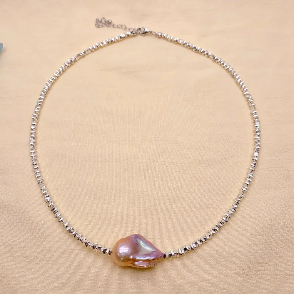 Y·YING Cultured Purple Baroque Pearl Gold Plated Chain Choker Necklace Simple Jewelry