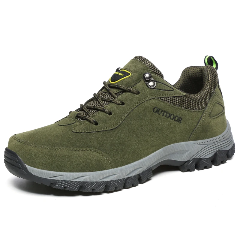 HIKEUP-zapatos de senderismo para hombre, zapatillas de deporte de cuero de gamuza, resistentes al desgaste, tácticas, escalada, Trekking,