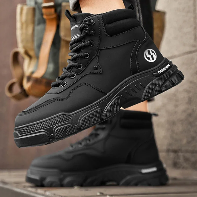 Fashion Men's Boots High Quality Comfor Men Ankle Boots Thick-soled High Top Casual Shoes Outdoor Non-slip Men Motorcycle Boots image 5