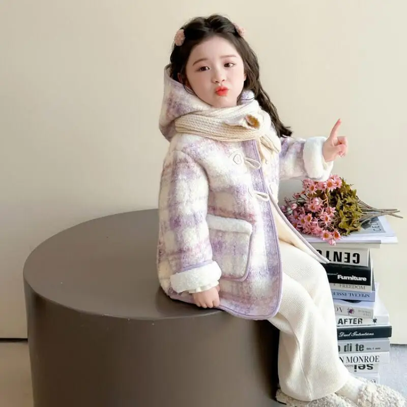 فتاة الخريف معطف الشتاء رشاقته سترة منتصف طول القمم هوديي الطفل الدفء تنوعا Kawaii موضة نمط جديد ملابس كاجوال #3