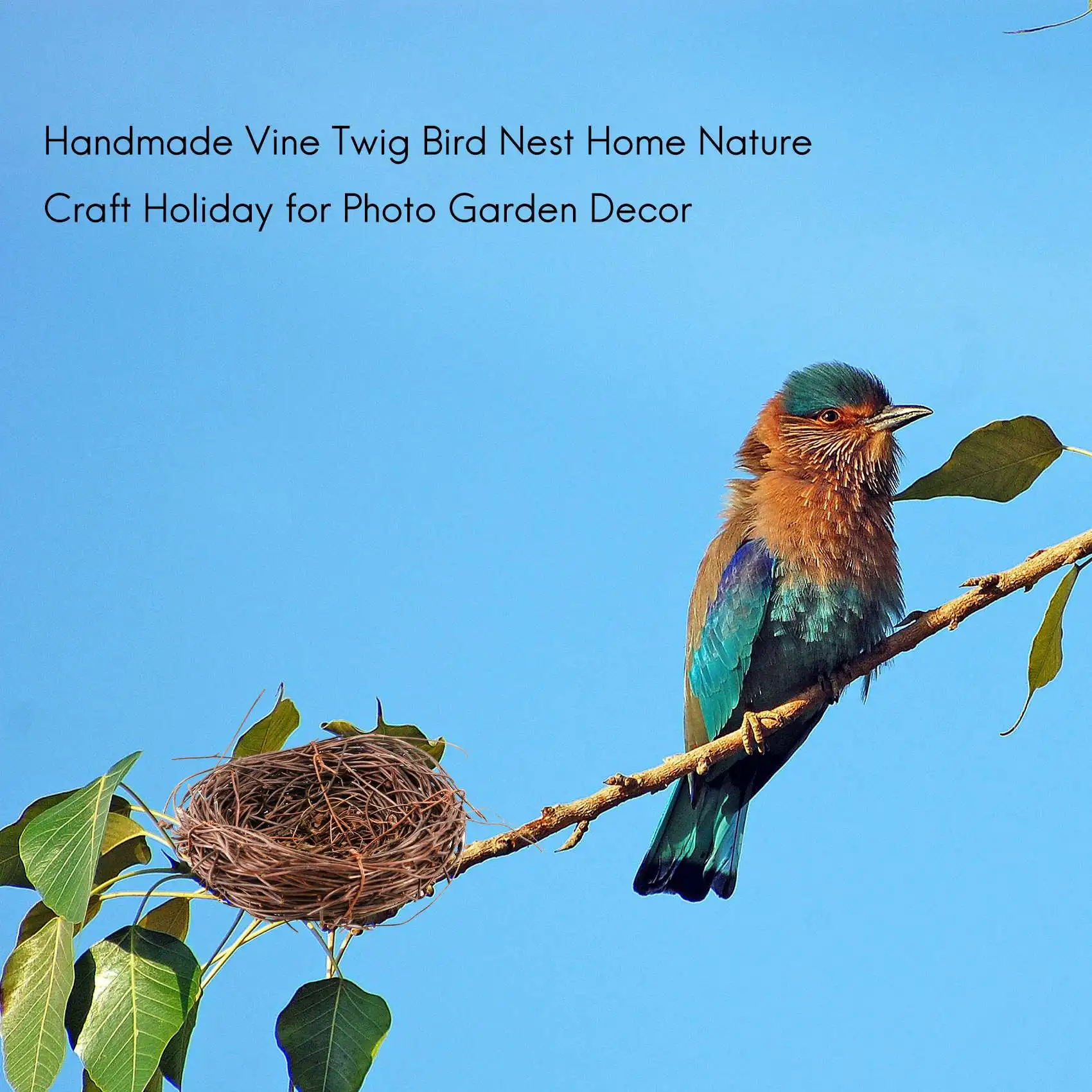 L! DT653^Handmade Vine Bird Nest Home Nature Craft Holiday for Photo Garden Decor
