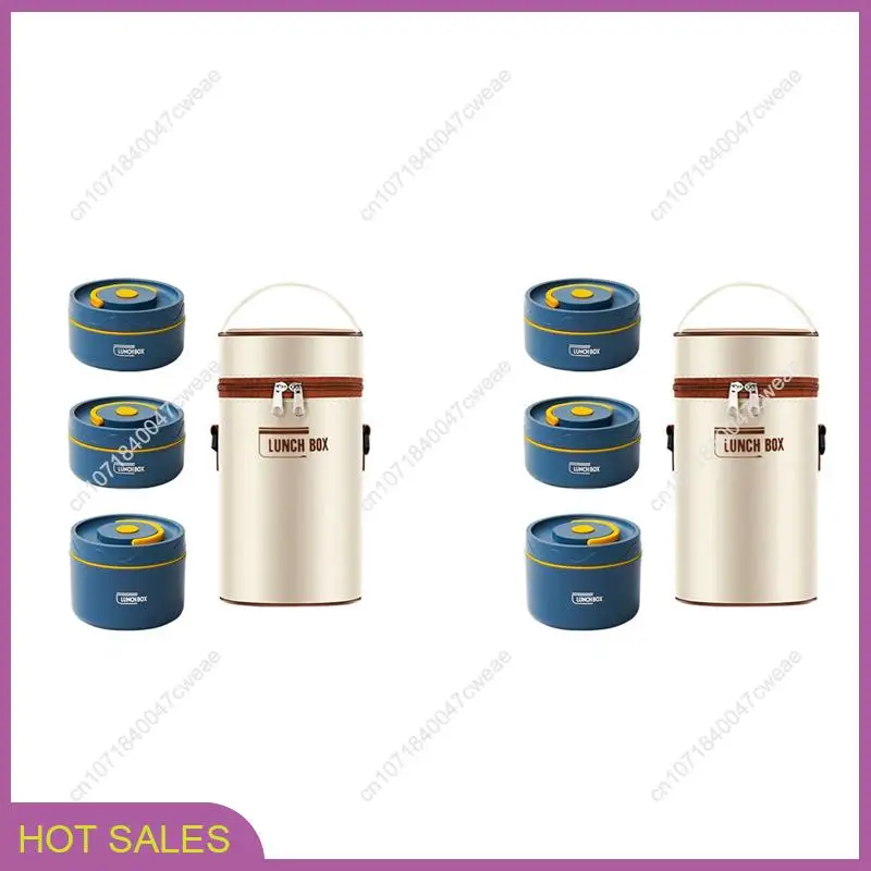 

4X Food Warm Lunch Container,Stainless Steel Thermal Lunch Container Portable Thermal Bento Box Food Container Blue B-A98U