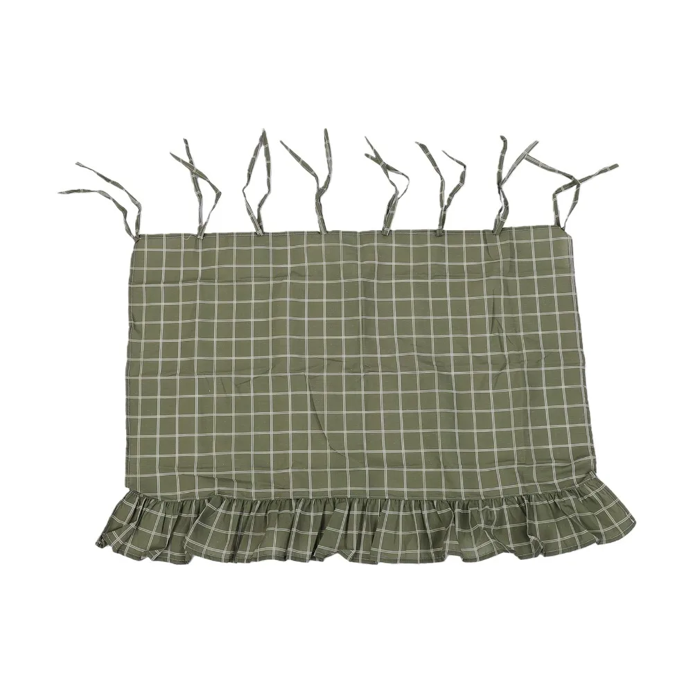Heat Safe Cotton-Polyester Blend Oven Curtain Green Window Treatment Farmhouse Curtain Heat Safe Curtain Home Decoration