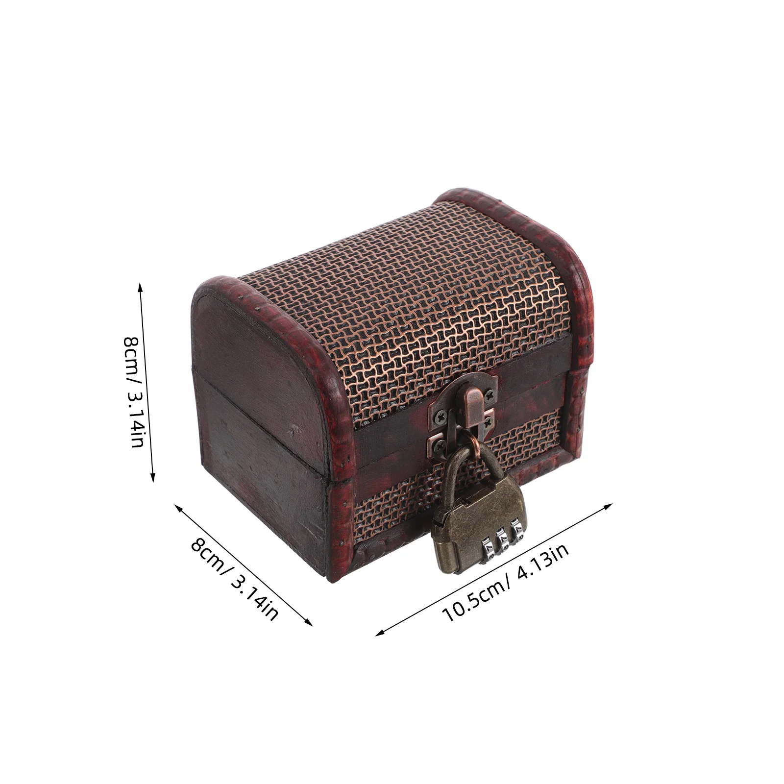 صندوق تخزين تذكار خشبي عتيق، حامل حلية، منظم مجوهرات صغير قابل للقفل، صندوق كنز مزخرف للمنزل #2