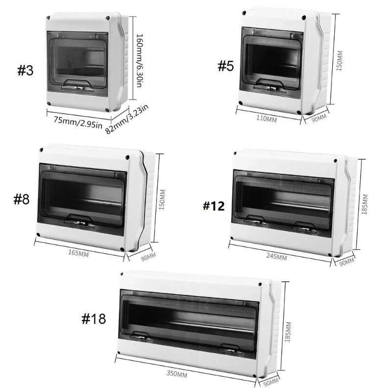 3/5/8/12/18Ways Plastic Circuit Breaker Distribution Box Clear Lid Power Distribution Protections Box IP65 Waterproof M4YD