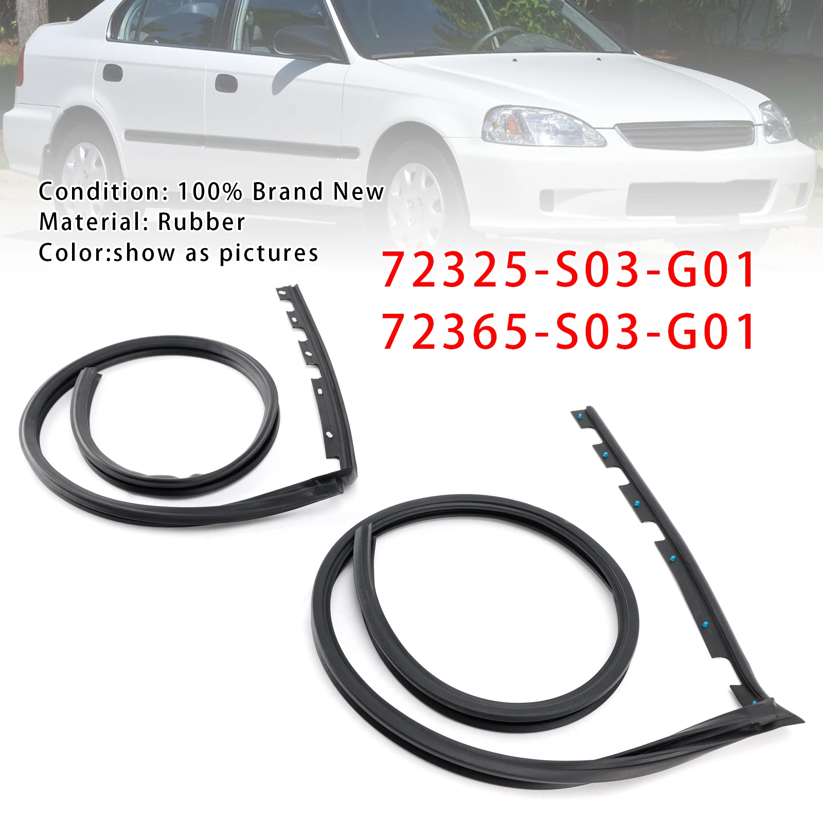 

Artudatech Left+Right Door Sub Seal Set Rubber For Honda 3D CIVIC 1996 1997 1998 1999 2000 EK9 EK2-3 EK4