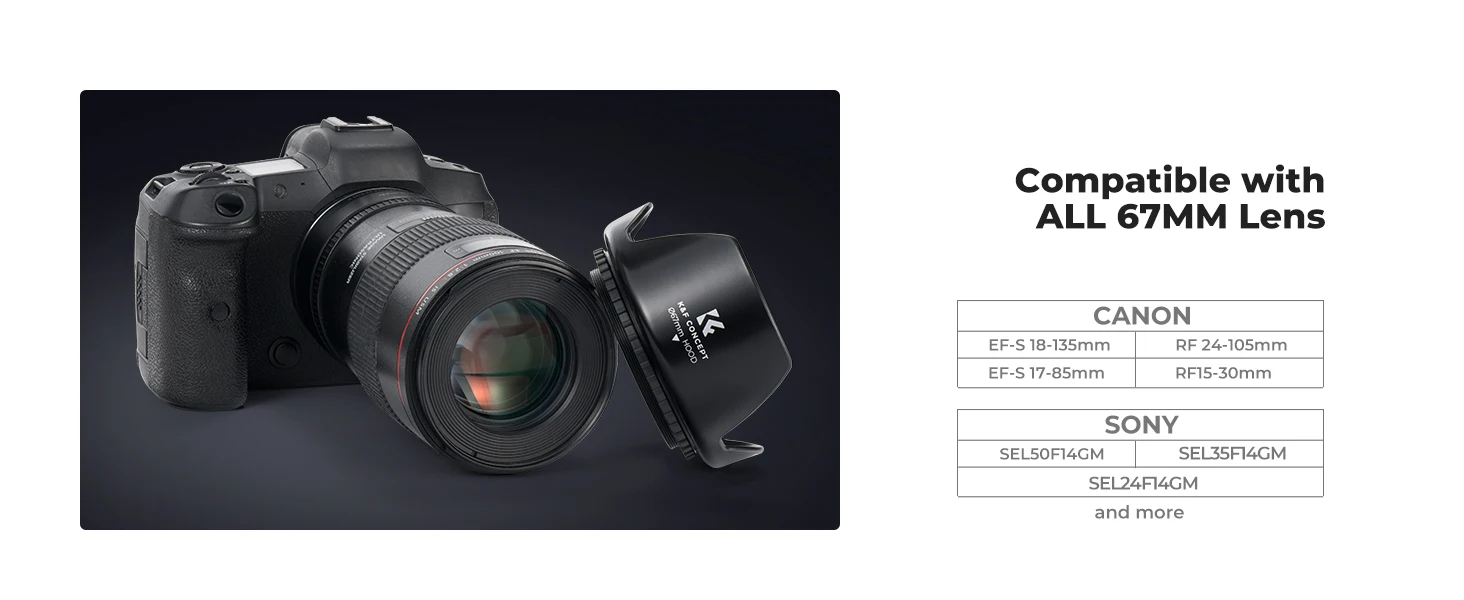 K&F CONCEPT Tulpenförmige Gegenlichtblende 52/58/67mm Schraubbare Universelle Gegenlichtblende mit Reinigungstuch für Canon Sony Kameras – Detail 10