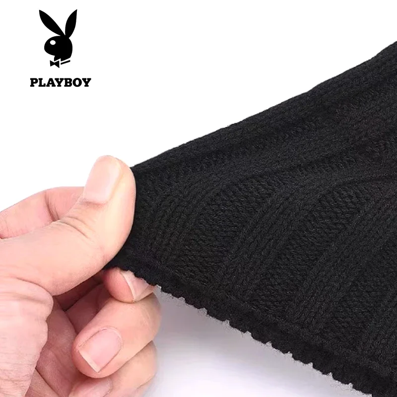 Novo inverno playboy chapéu quente masculino e feminino inverno anti frio chapéu de malha com grosso chapéu de lã de veludo