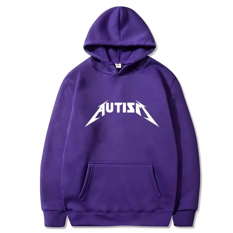 Autism Metal Rock Meme Hoodie Top Men Women Fashion Hip Hop Fleece Hoodie Oversized Pullover Winter Sport Sweatshirt for Men